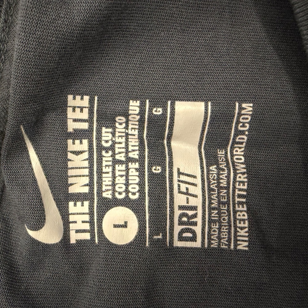 Nike Dri-FIT Mens Graphic T-Shirt Charcoal Gray Red Swoosh Blueprint Large - Picture 3 of 5
